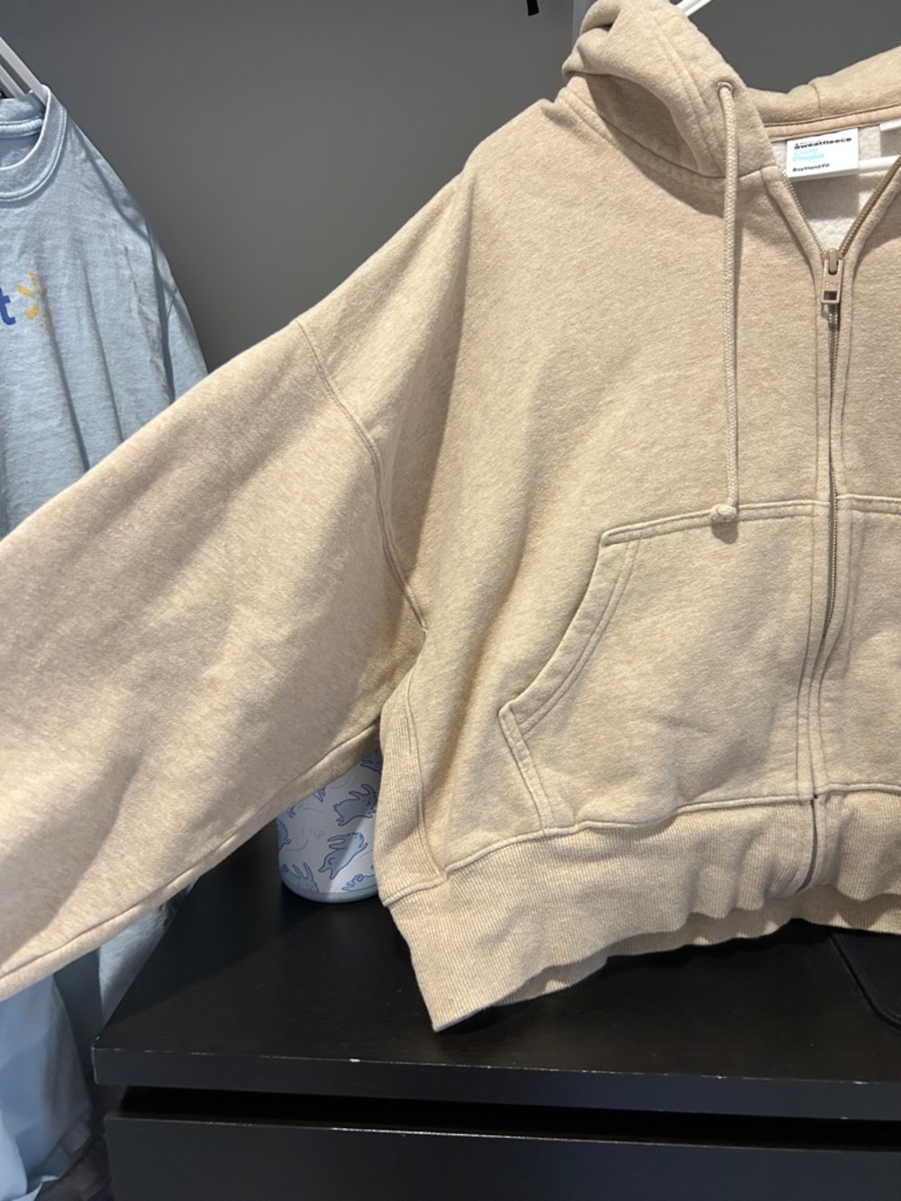 Beige TNA Zip-Up Cropped Sweatshirt - Picture 5 of 7